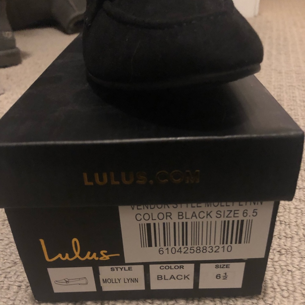New Lulu Black Suede Loafers - Picture 2 of 3